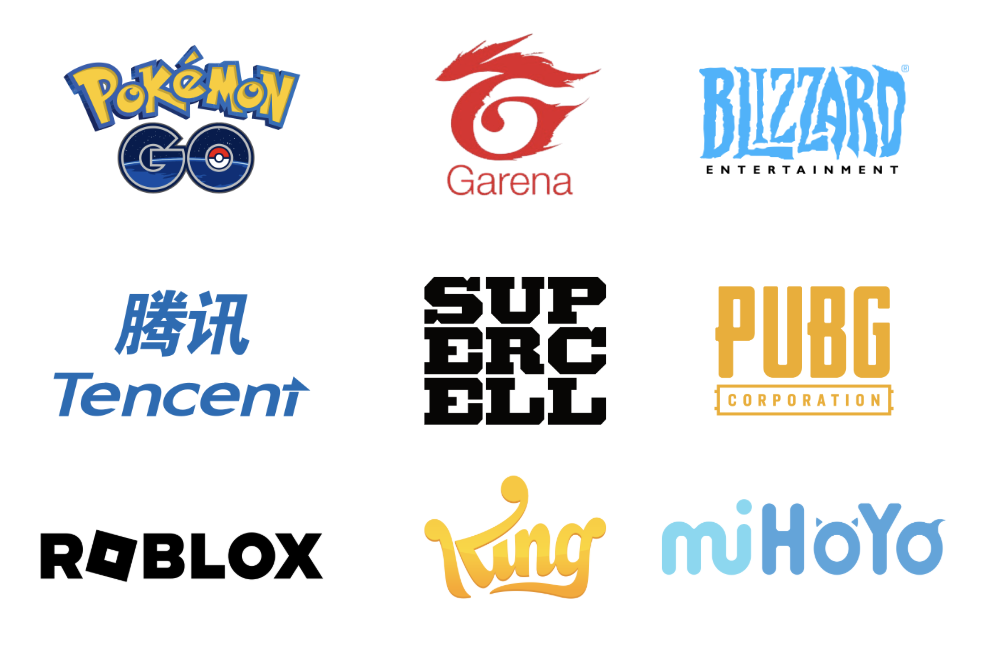 Pokémon GO, Garena, Blizzard, Tencent, Supercell, PUBG, Roblox, King, miHoYo
